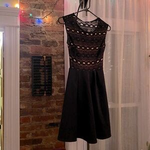 Modcloth "Elegance is Effortless" Black Lace Open Back Dress, Size Small